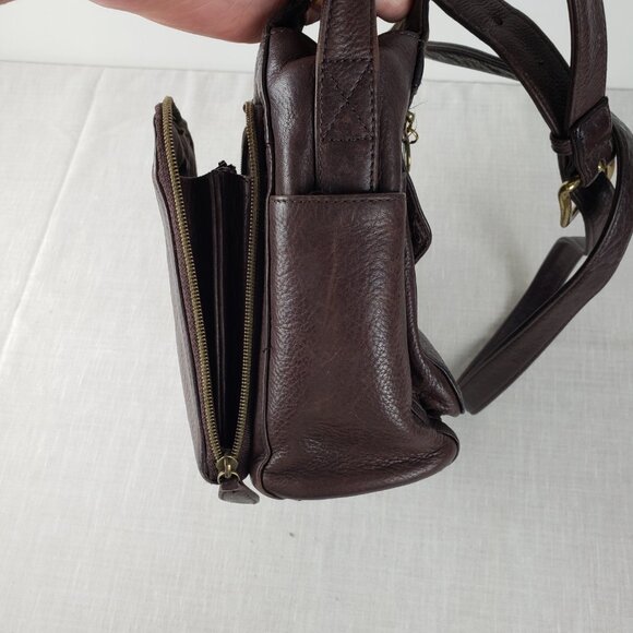 Fossil Brown Leather Crossbody Purse Organizer Vintage Bag Adjustable Strap - Picture 7 of 11